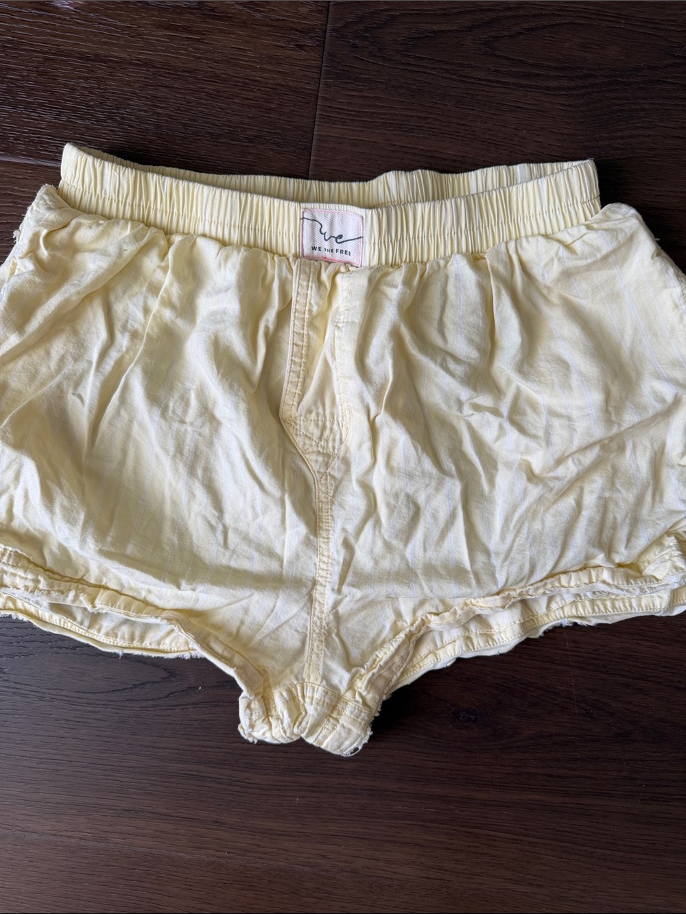Free People Pale Yellow Cotton Lounge Shorts